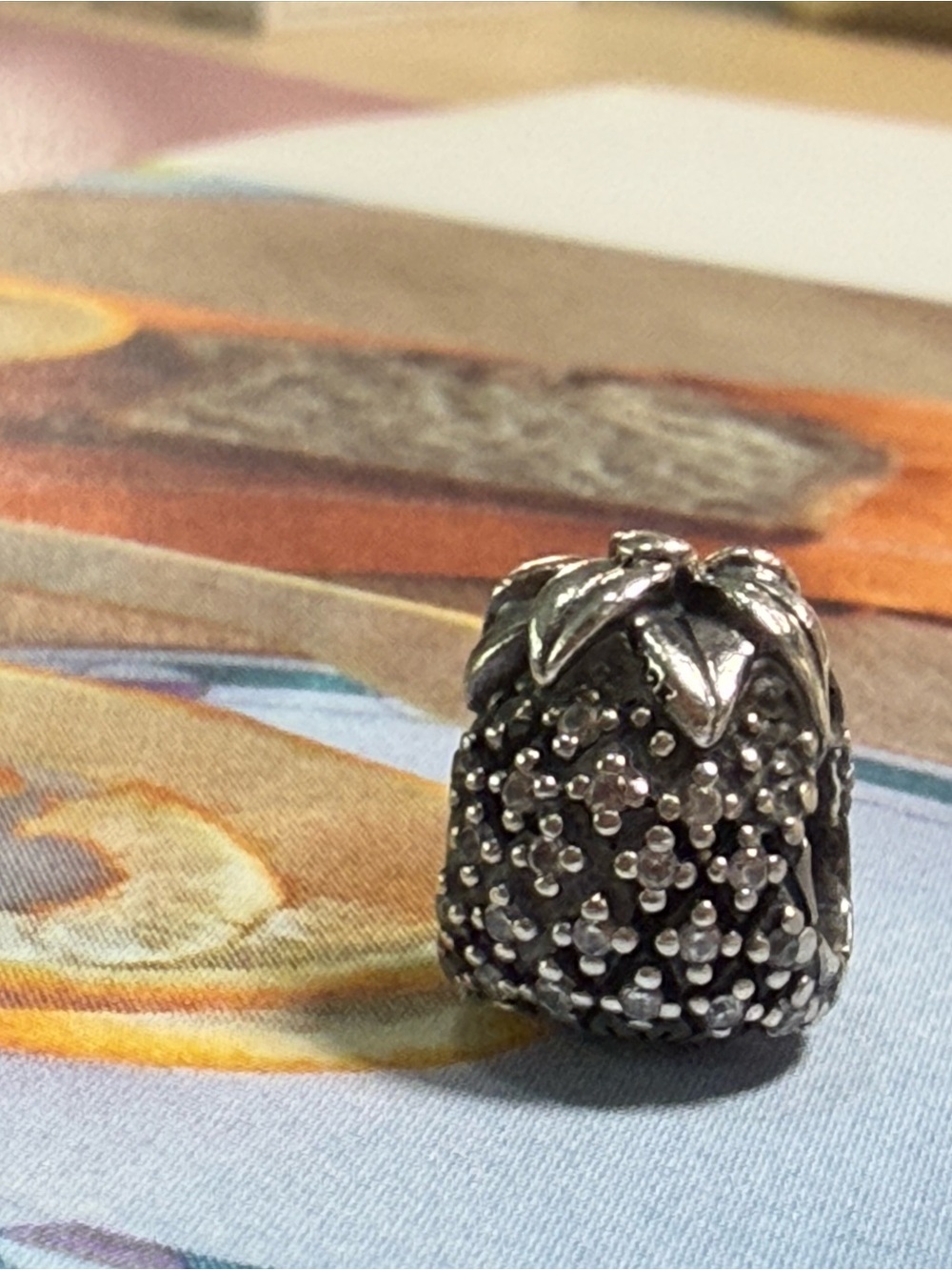 Pandora Sterling Silver Strawberry Charm with Pavé Detail